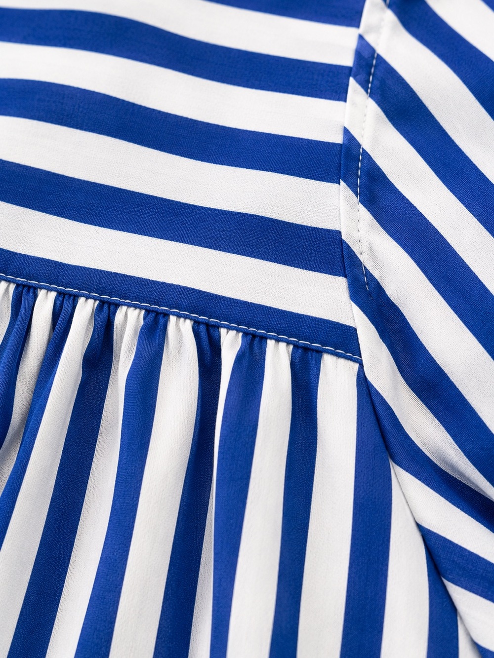 Talbots Blue White Stripe Puff Sleeve Square Neck Cotton Top Large - Picture 4 of 10